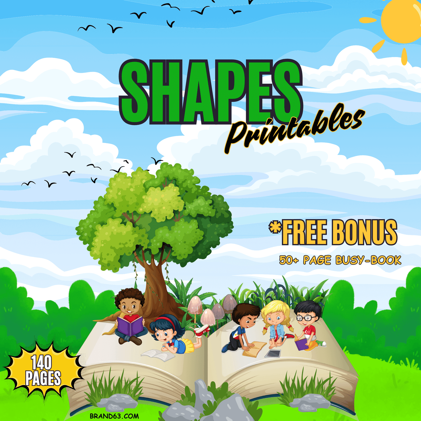 140-Page Shapes Learning Printables for Kids + 50-Page Bonus Busy Book | Preschool to 1st Grade Educational Activities, Brand63