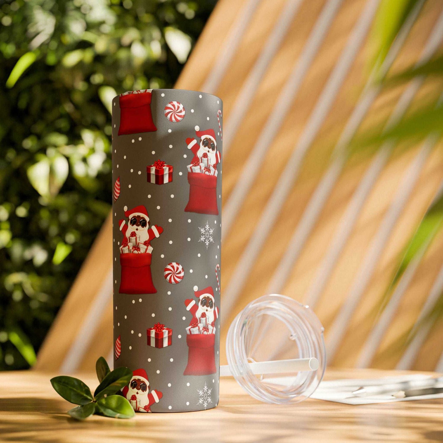 20oz Christmas Black-Santa Skinny Tumbler, Stainless Steel Skinny Tumbler | Best Deals & Free Shipping | Best Deals & Free Shipping | Best Deals & Free Shipping, Brand63