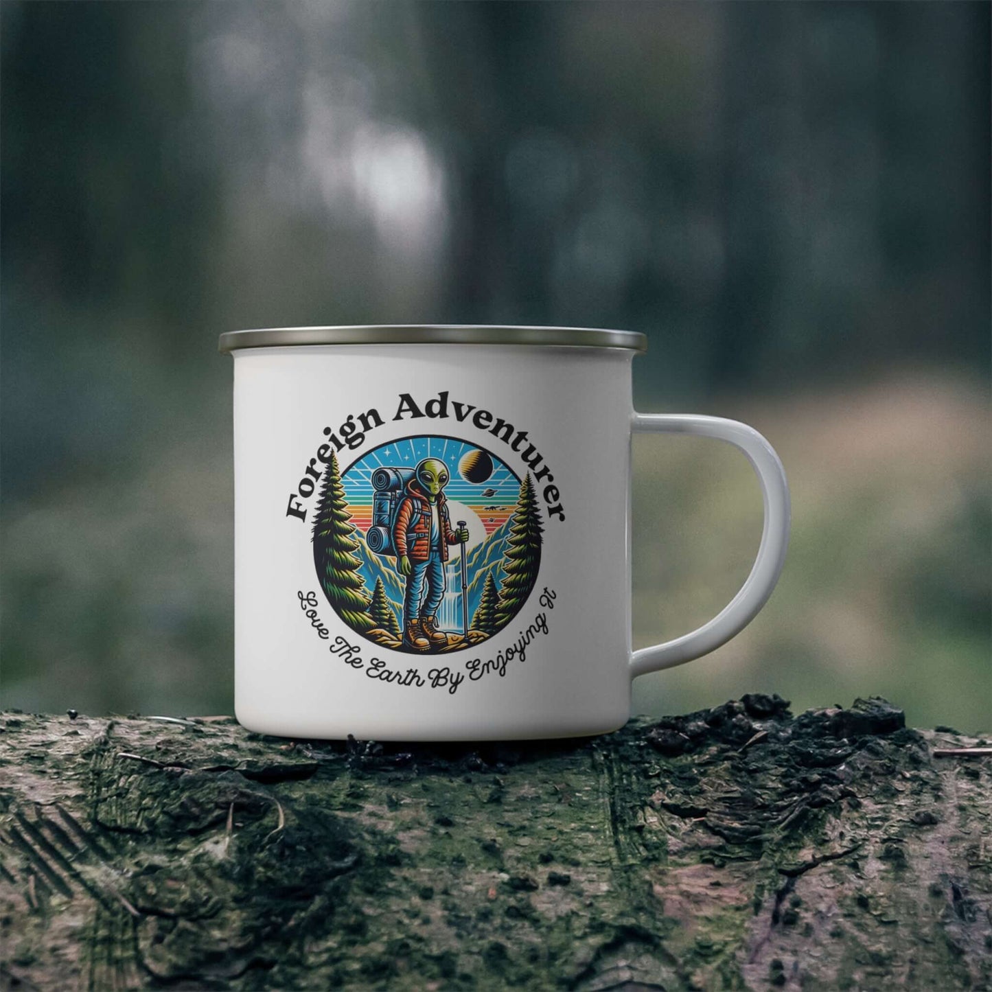 Alien Hiker Outdoor Adventure Camping Mug, Brand63