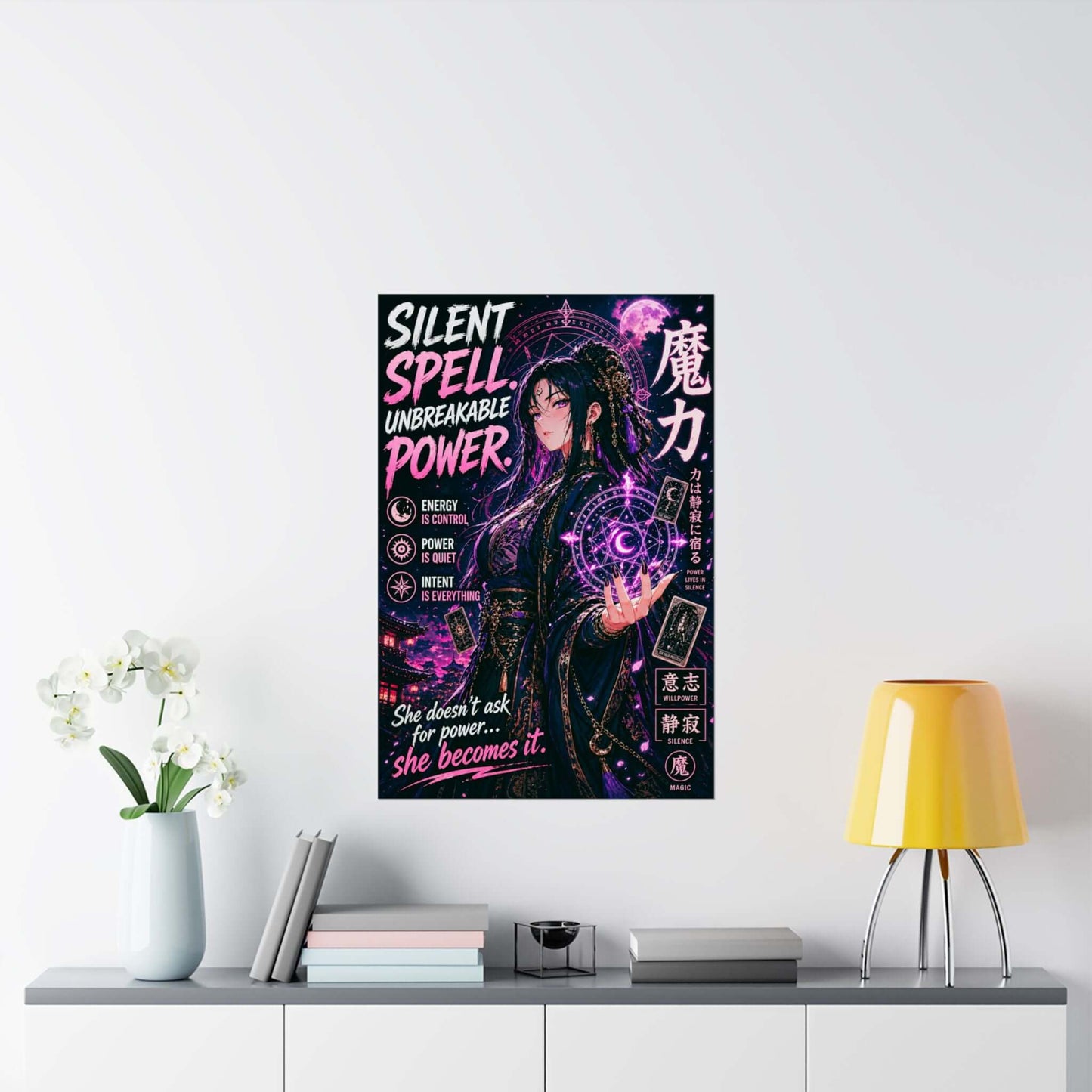 Anime Witchy Wall Art, Dark Feminine Poster, Mystic Anime Girl Decor, Brand63