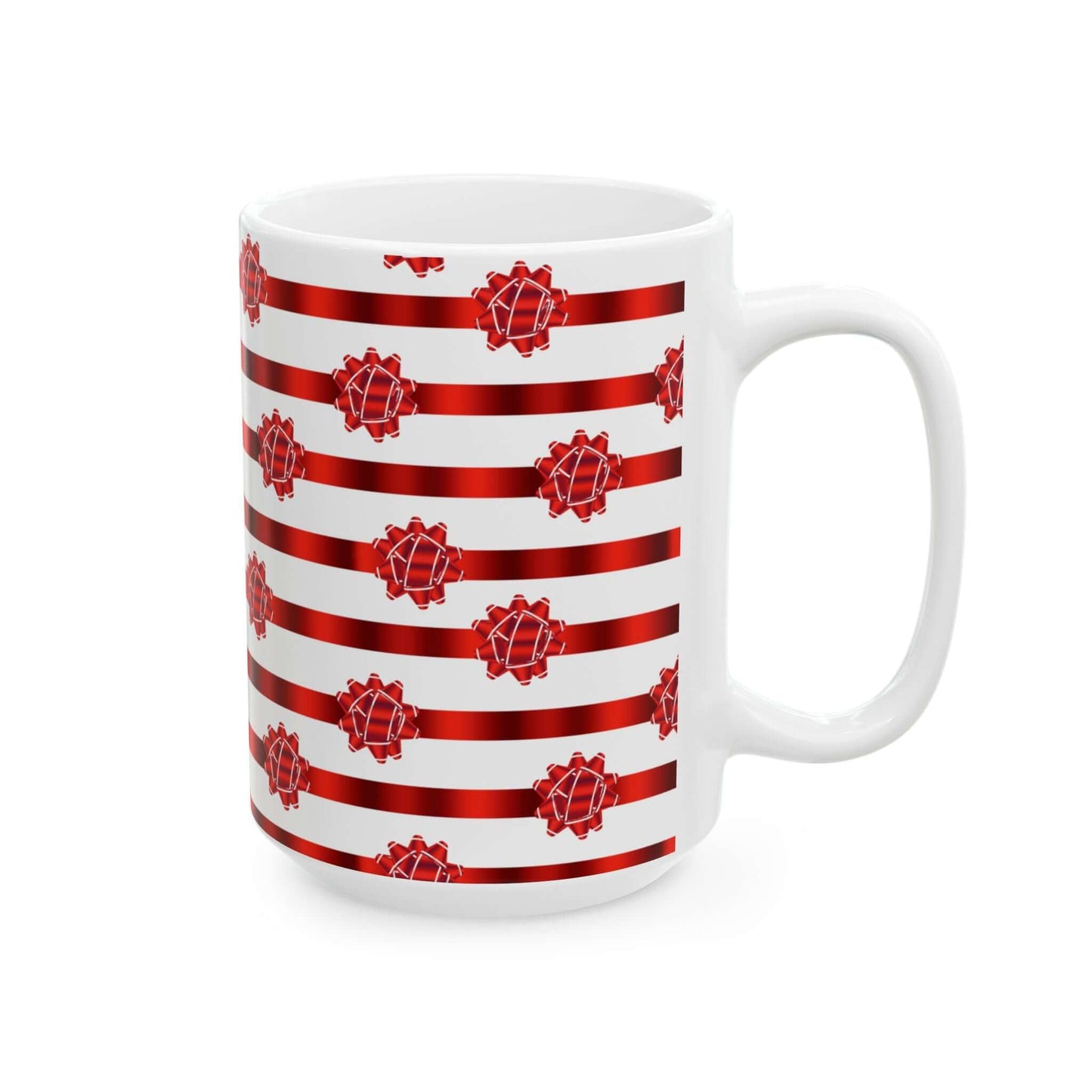 Christmas Wrapped, Bow Ceramic Mug - 15oz, Brand63