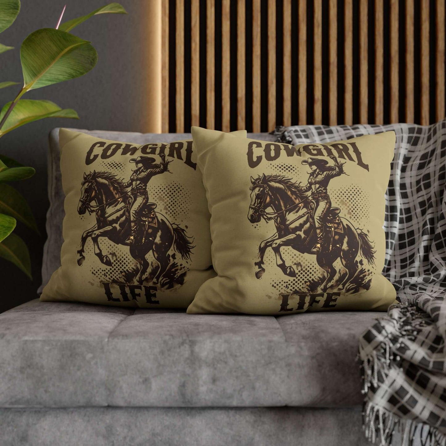Cowgirl Life Square Pillowcase – Rustic Home Decor for Western Enthusiasts, Brand63