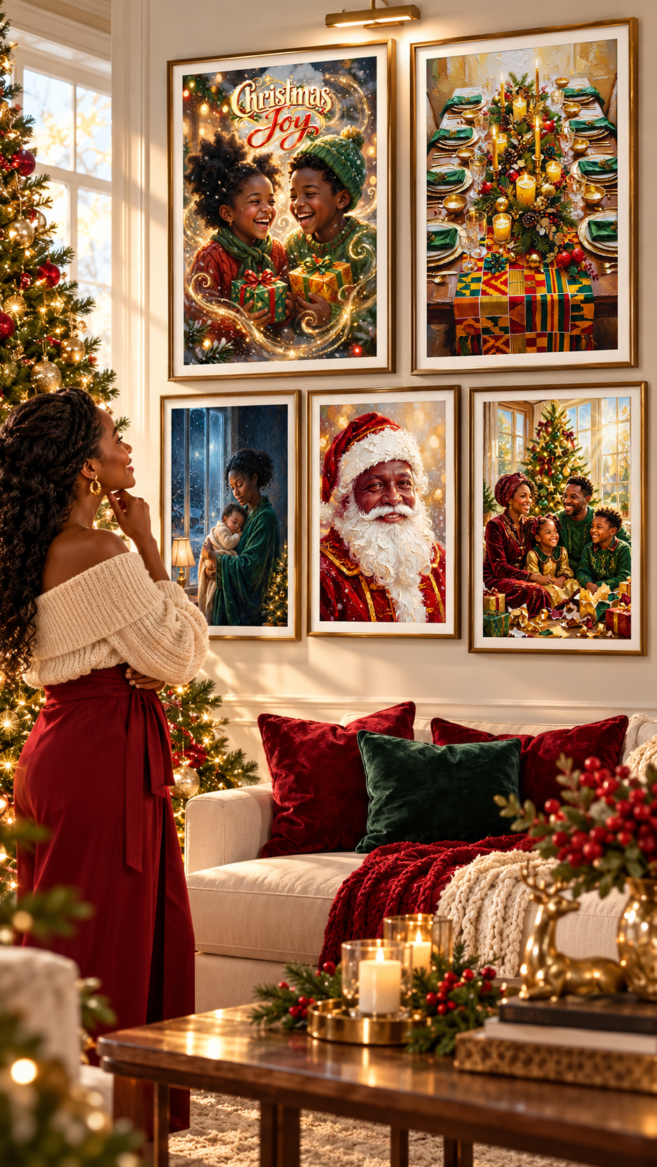 Black Family Christmas Wall Art Bundle