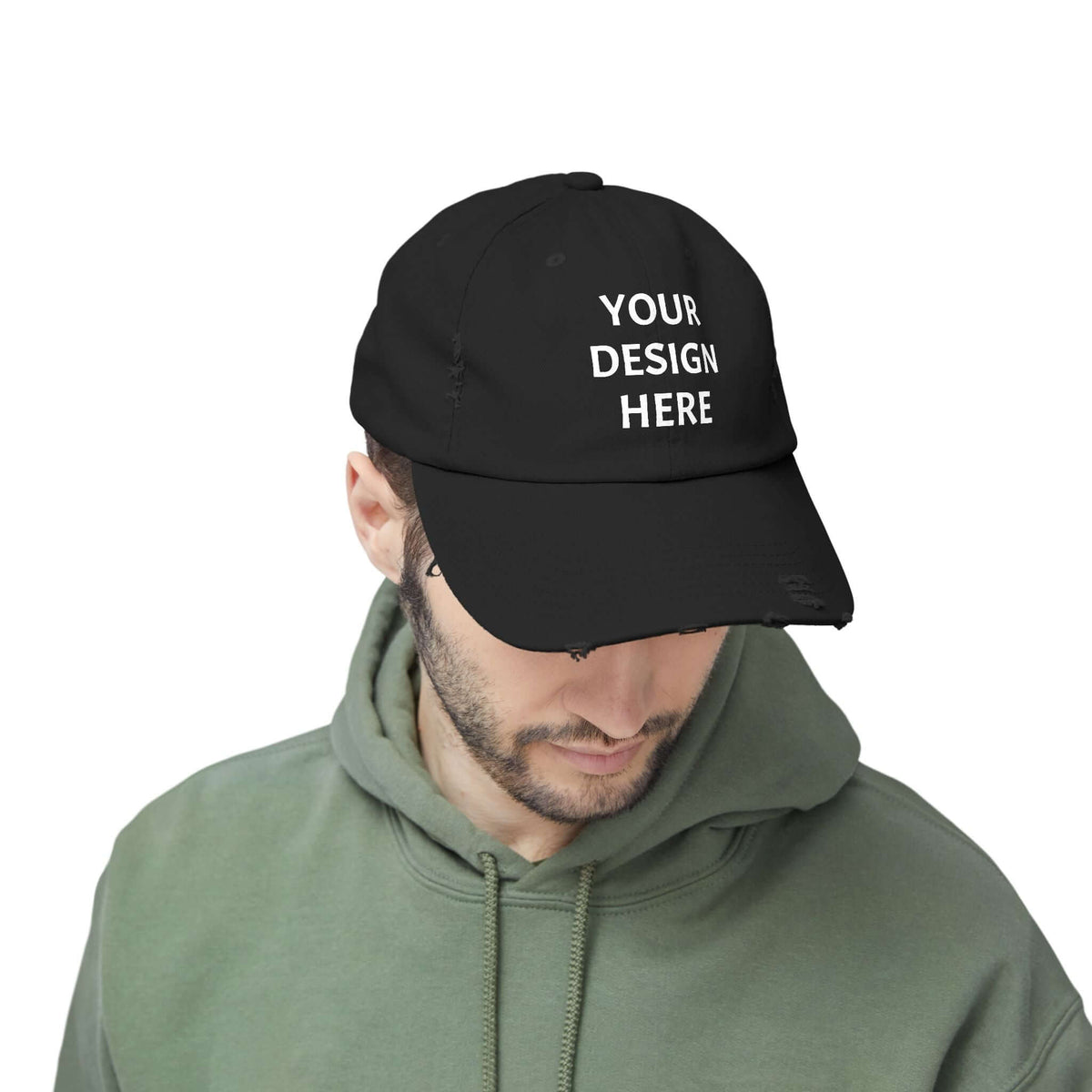 Design Your Own Unisex Distressed Cap - Trendy Casual Style Hat with Your Design, Brand63