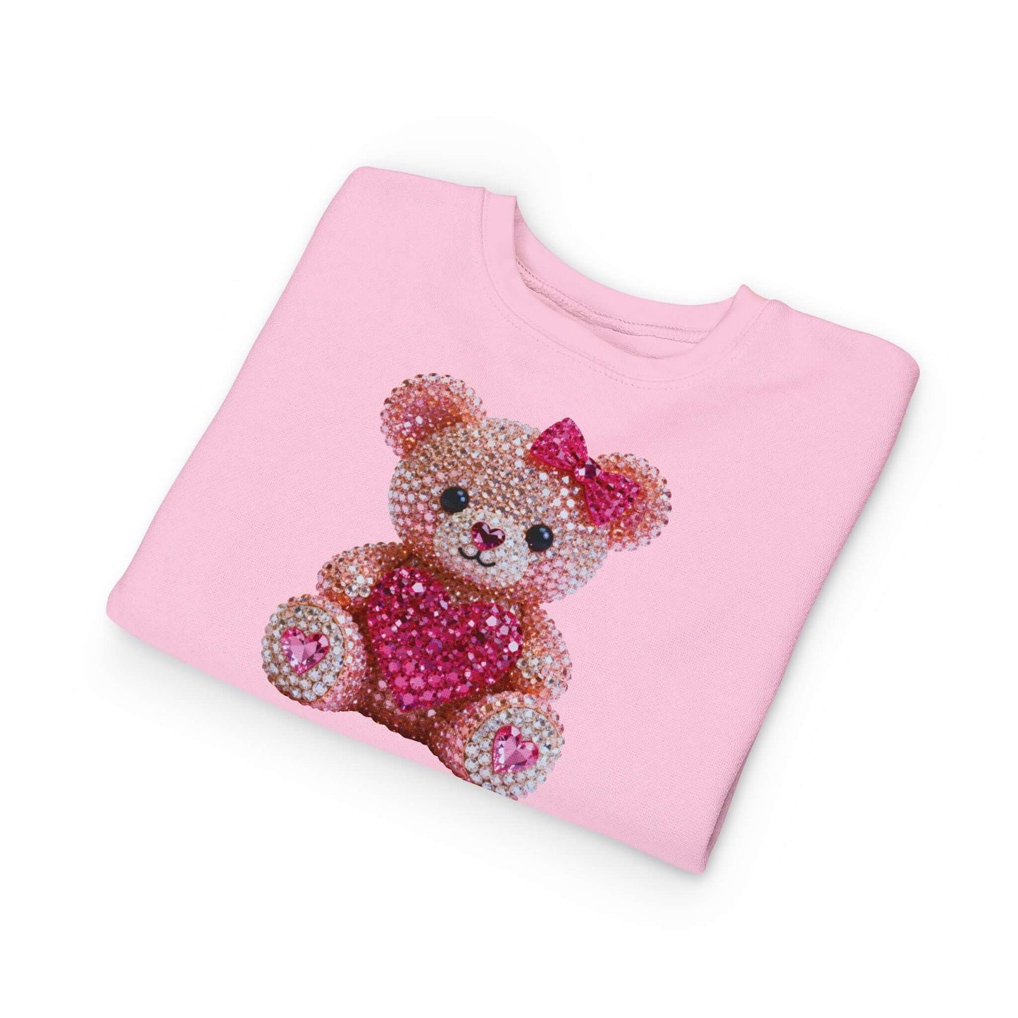 Diamond Teddy Bear design on a pink toddler sweatshirt for cozy and stylish wear.