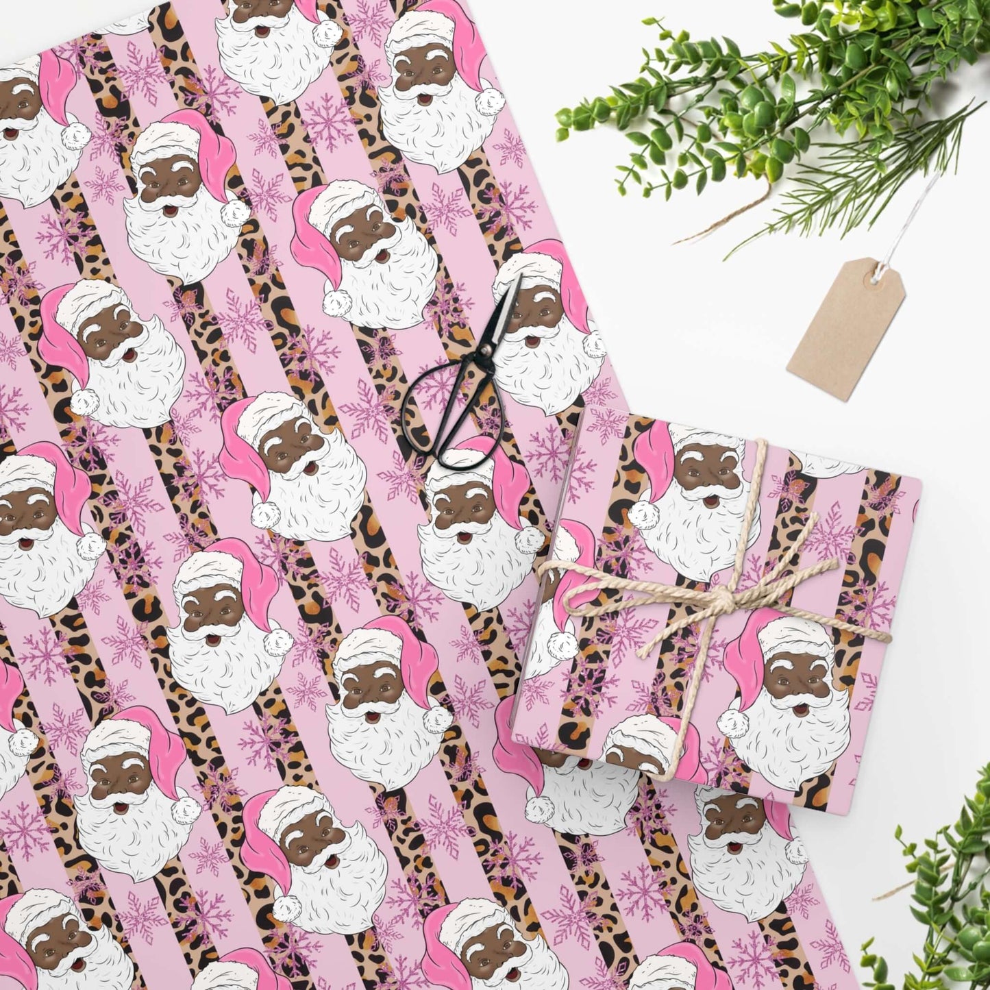 Exclusive Black-Santa Christmas Wrapping Paper (Pink), Brand63
