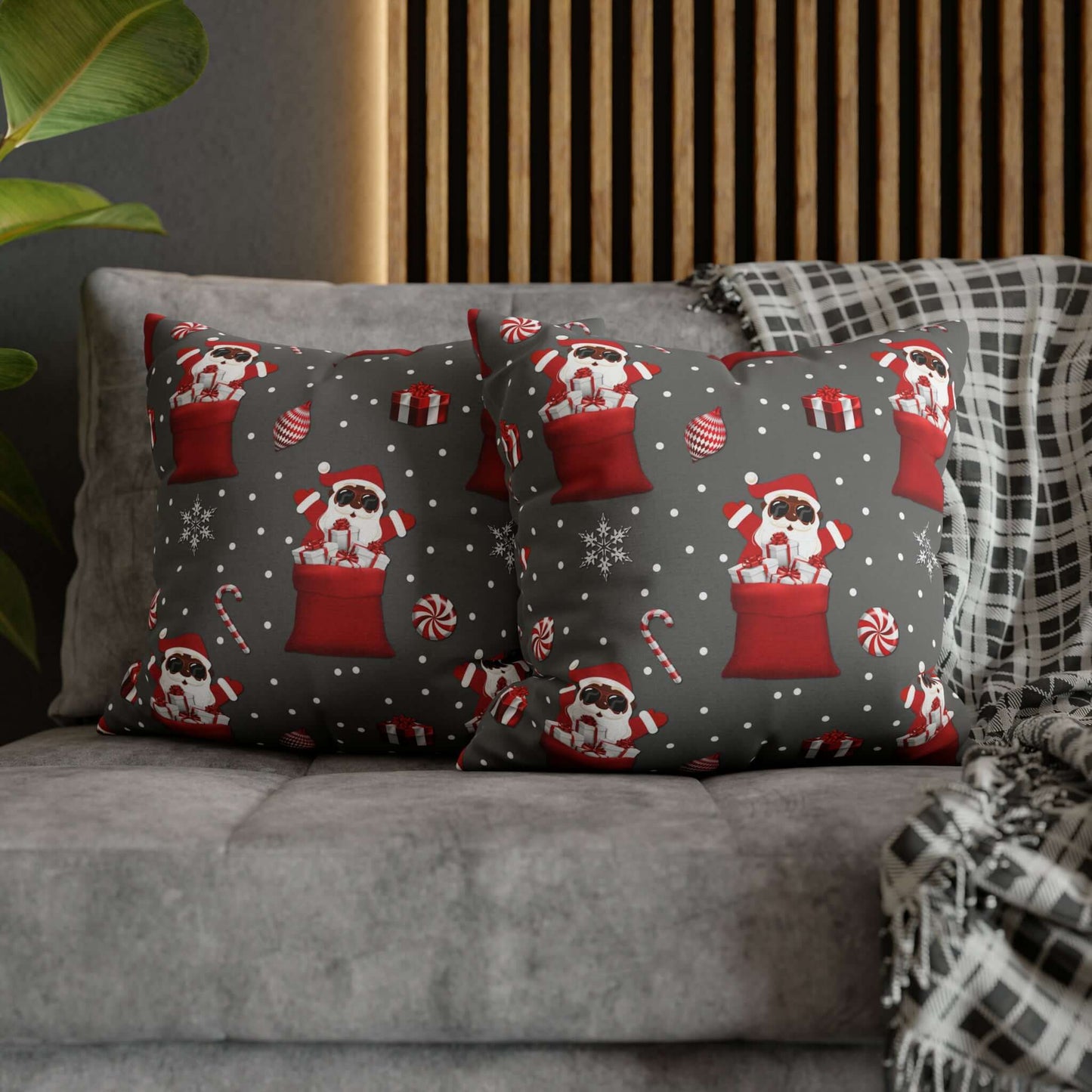 Exclusive Christmas Black Santa Pillow Cases, Brand63