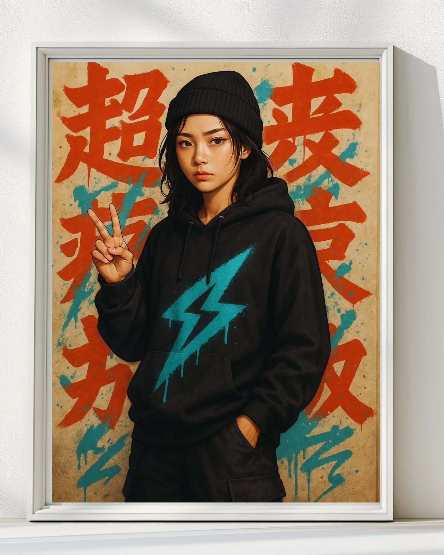 Japanese Kanji Street Art Anime Poster, Brand63