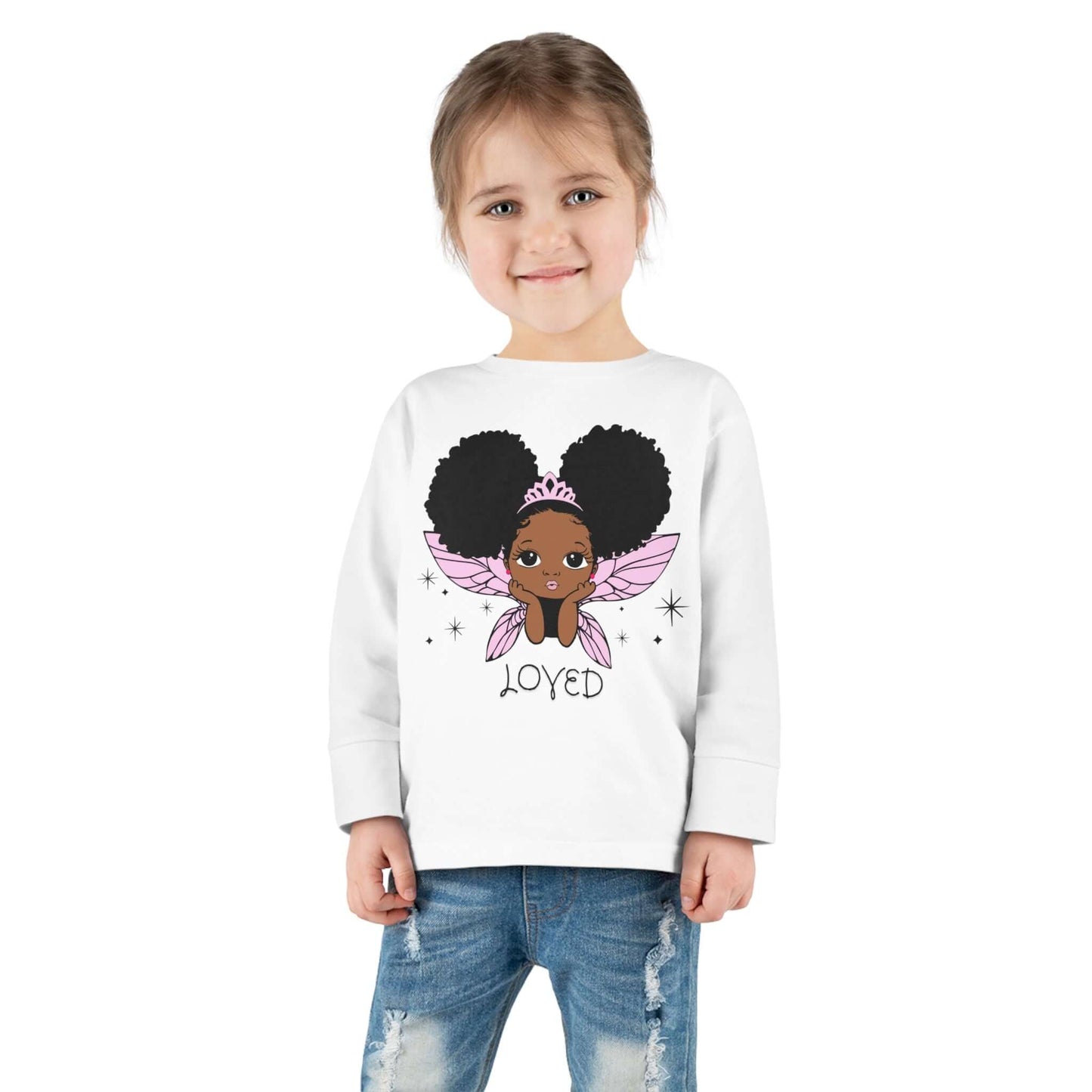 Loved! Brown-Girl Toddler Long Sleeve Tee, Brand63