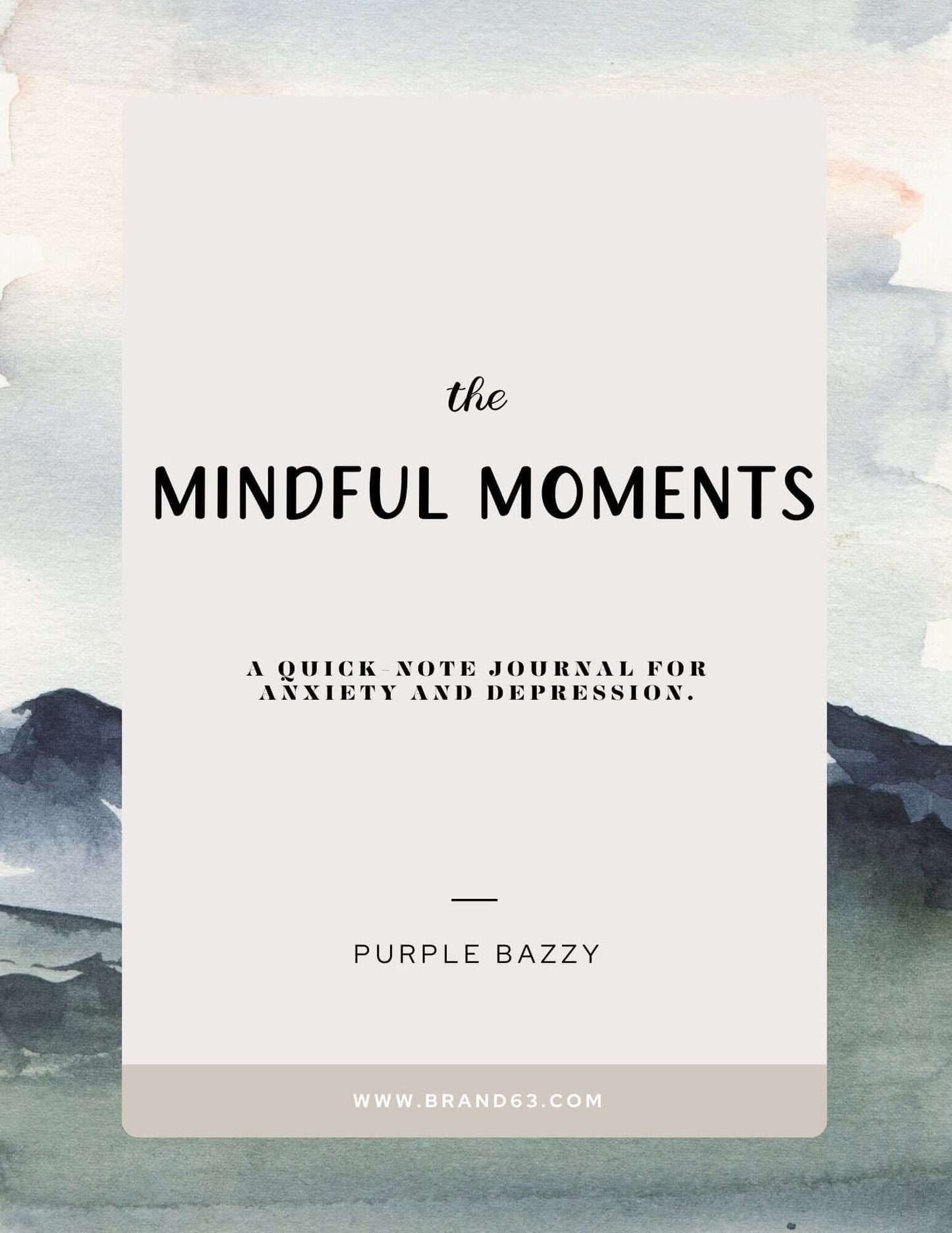Mindful Moments: Daily Reflection Printable Journal for Anxiety & Depression Relief - 42-Page Quick-Note Workbook, Brand63