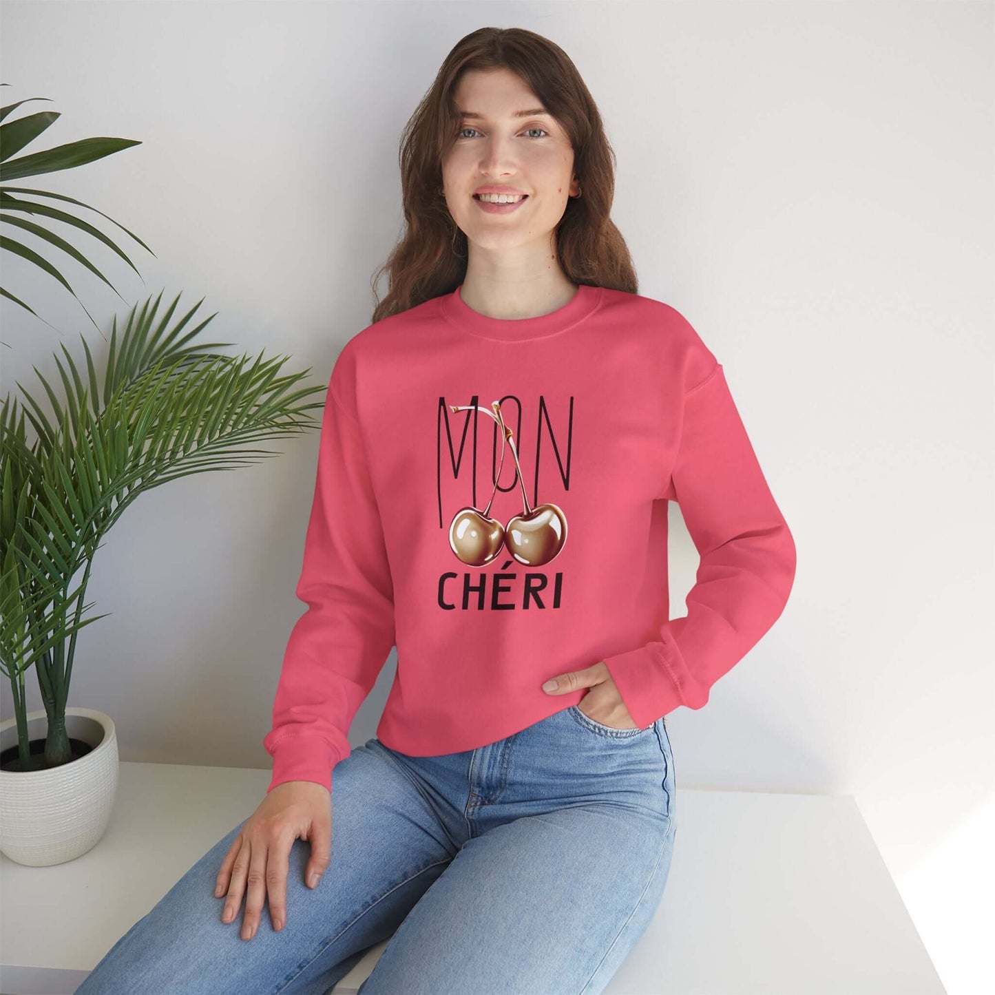 Mon Cheri Art Deco Sweatshirt, Exclusive Gold Cherries Design, Brand63