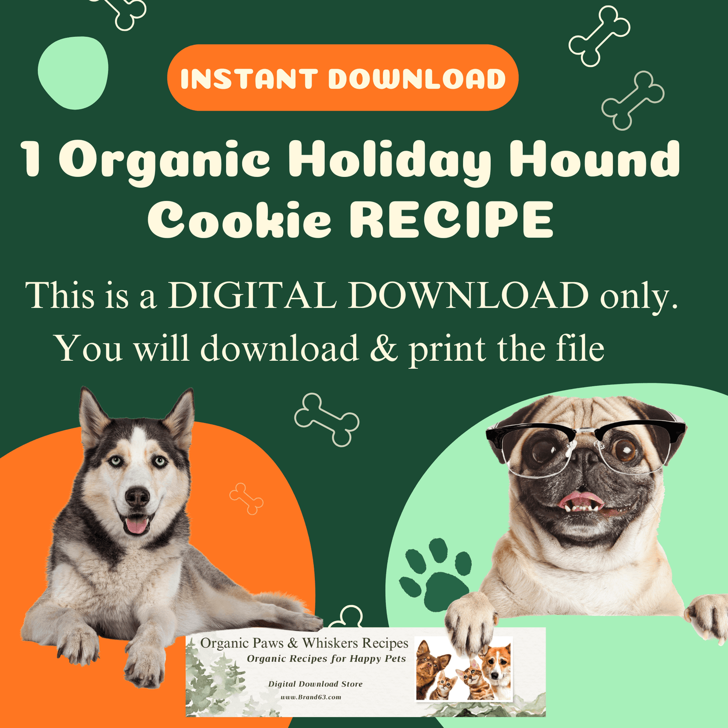 Organic Holiday Hound Cookie Recipe | Dog Cookies, Brand63