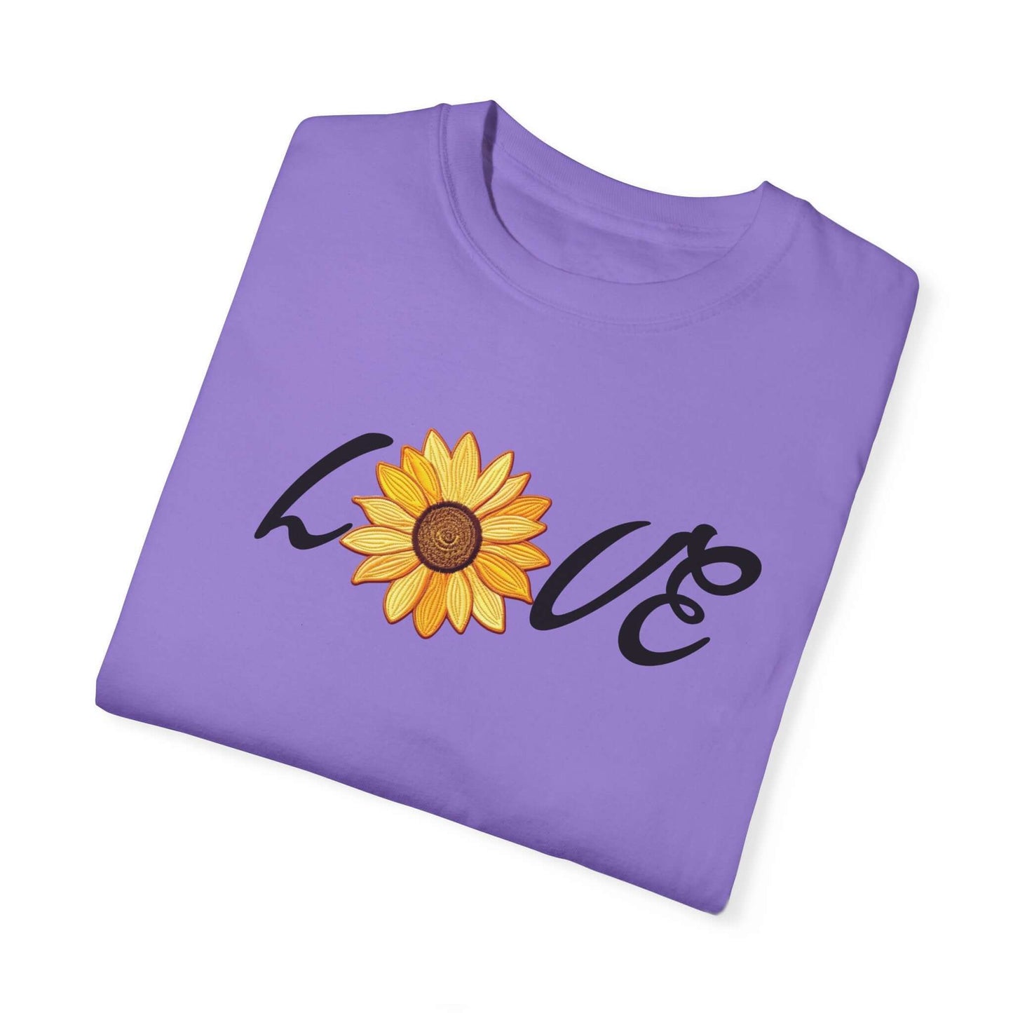 Sunflower T-shirt | Faux Embroidered Sunflower Design | Sunny Blossom Love Tee, Brand63