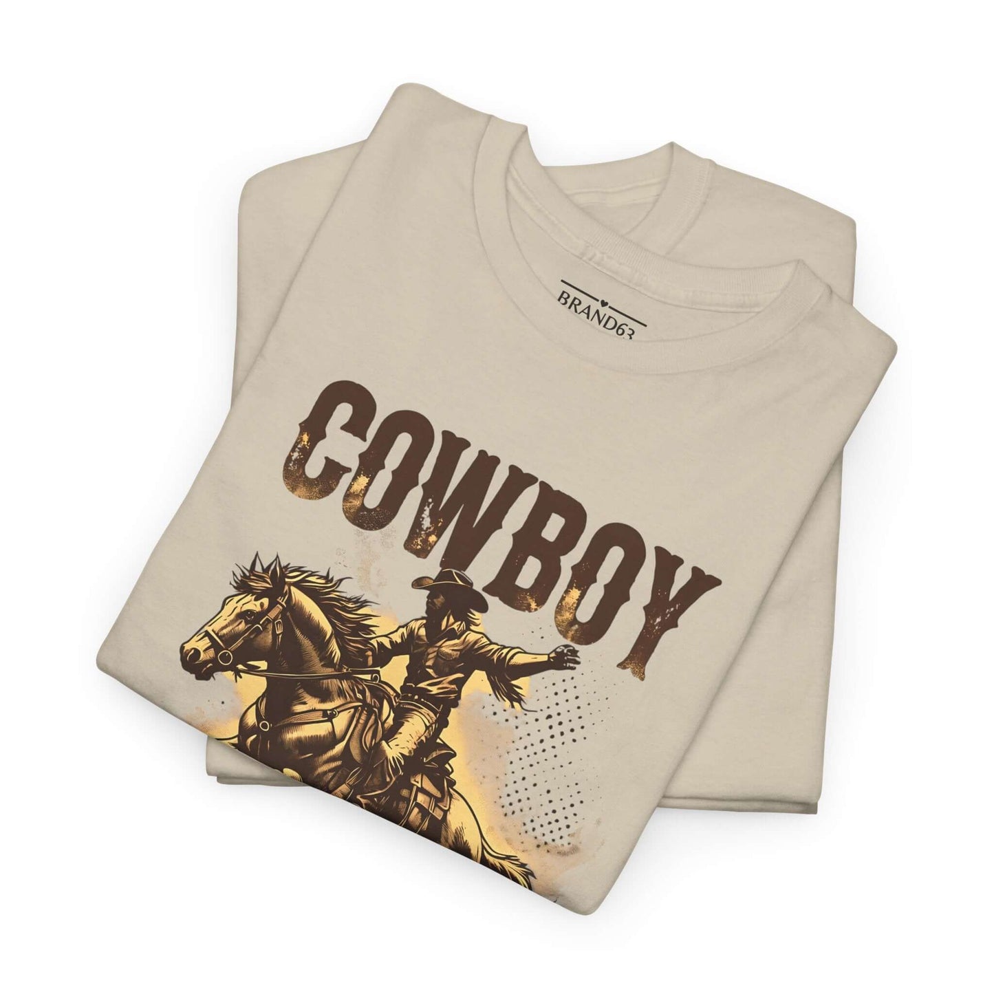 Vintage Western Style Cowboy Life Heavy Cotton T-Shirt, Brand63