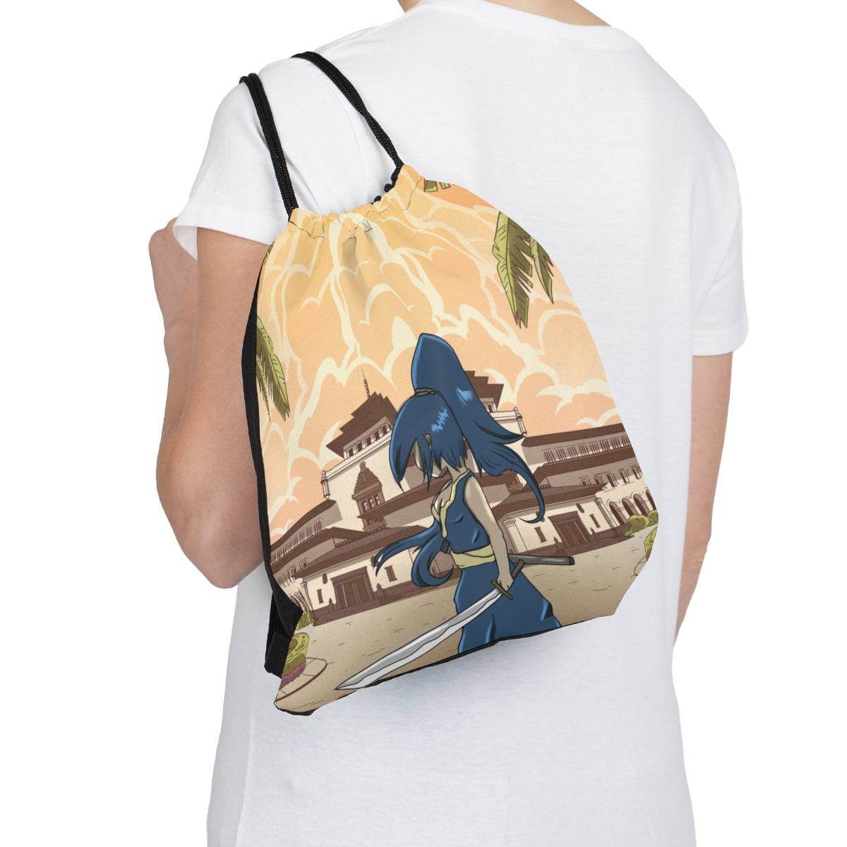 Anime Fighter Girl Drawstring Bag, Brand63