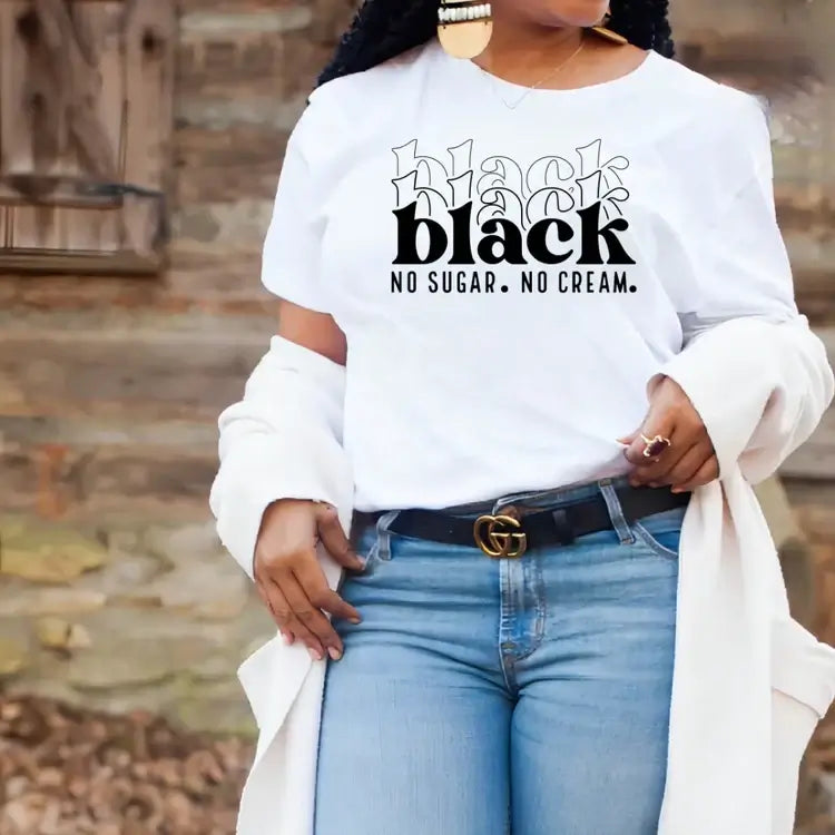 Black No Sugar No Cream T-shirt, Brand63