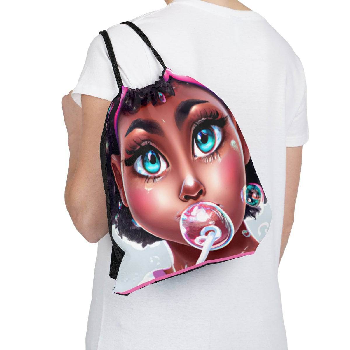 Bubbles African-American Girl Drawstring Bag, Brand63