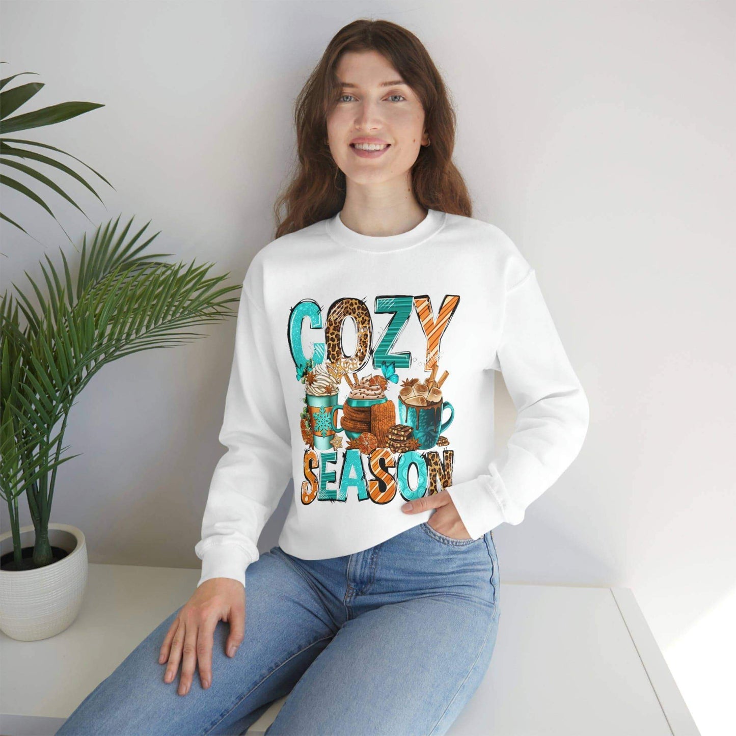 Cozy Season Graphic Sweatshirt for Women - Let's Cozy Up, Brand63