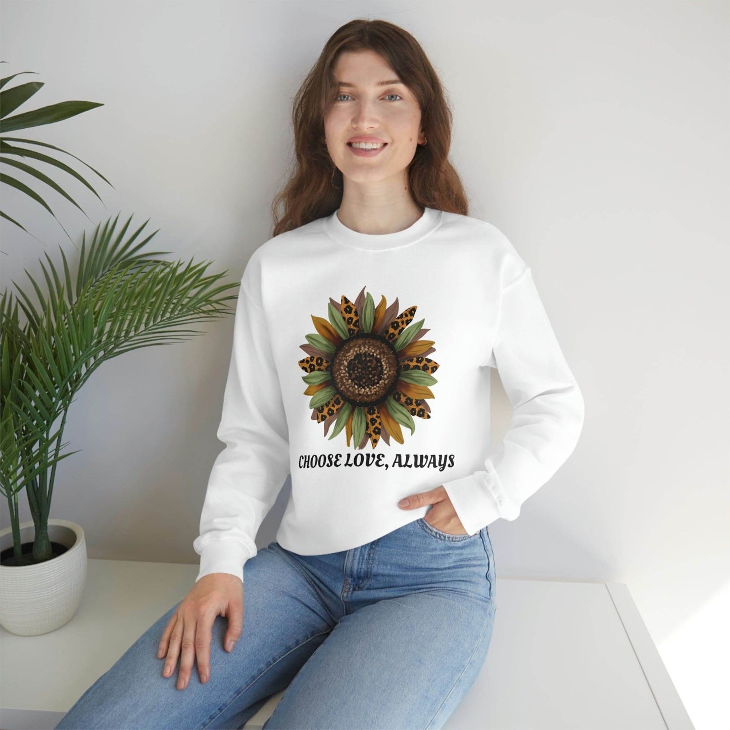 Empowering 'Choose Love, Always' Sunflower Sweatshirt for Women - Spread Positivity and Radiate Confidence, Brand63