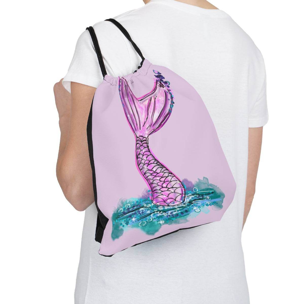 Mermaid Drawstring Bag, Spacious Bag, Practical Backpack, Soft Sturdy Drawstring Backpack, Fun Gift for Birthday Holidays or Back To School, Brand63