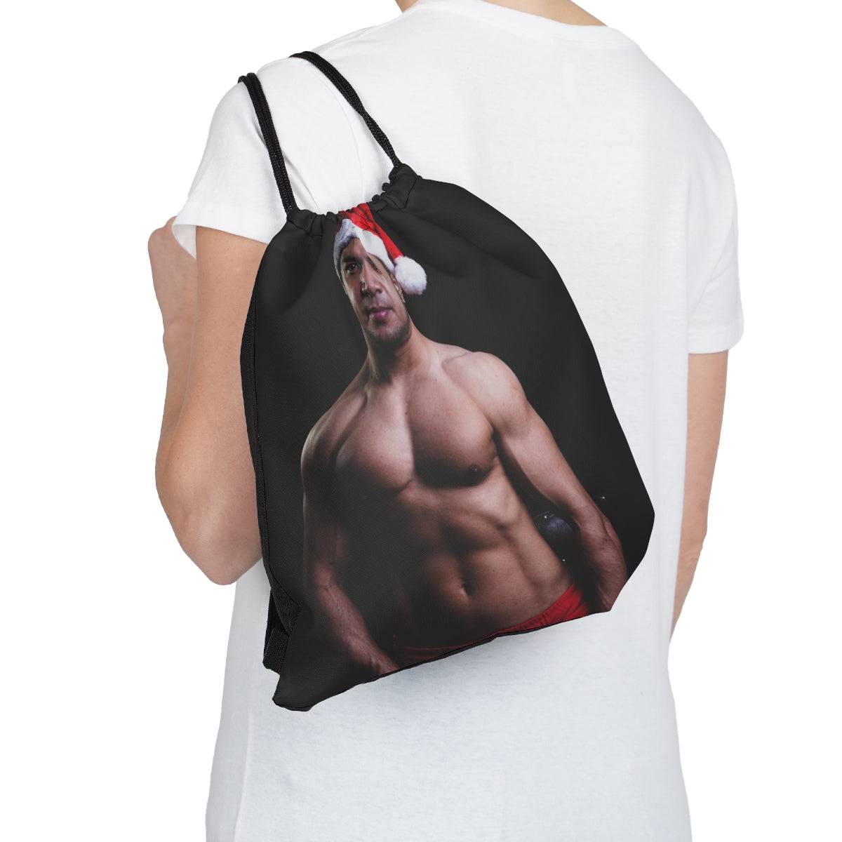 Sexy Man Xmas Drawstring Bag, Spacious Bag, Practical Backpack, Soft Sturdy Drawstring Backpack, Fun Gift for Birthday Holidays, Brand63