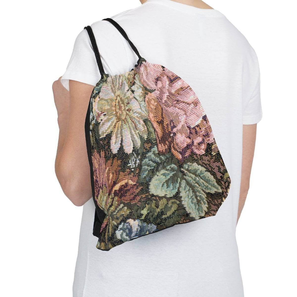 Textured Flowers Look Drawstring Bag, Spacious Bag, Practical Backpack, Soft Sturdy Drawstring Backpack, Fun Gift for Birthday Holidays or Back T, Brand63