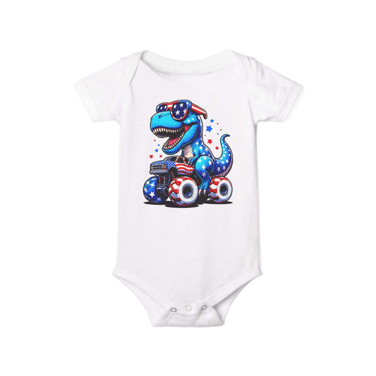 Infant and Toddler Apparel and Gifts - Patriotic Dino Baby Bodysuit Onesie by Brand63