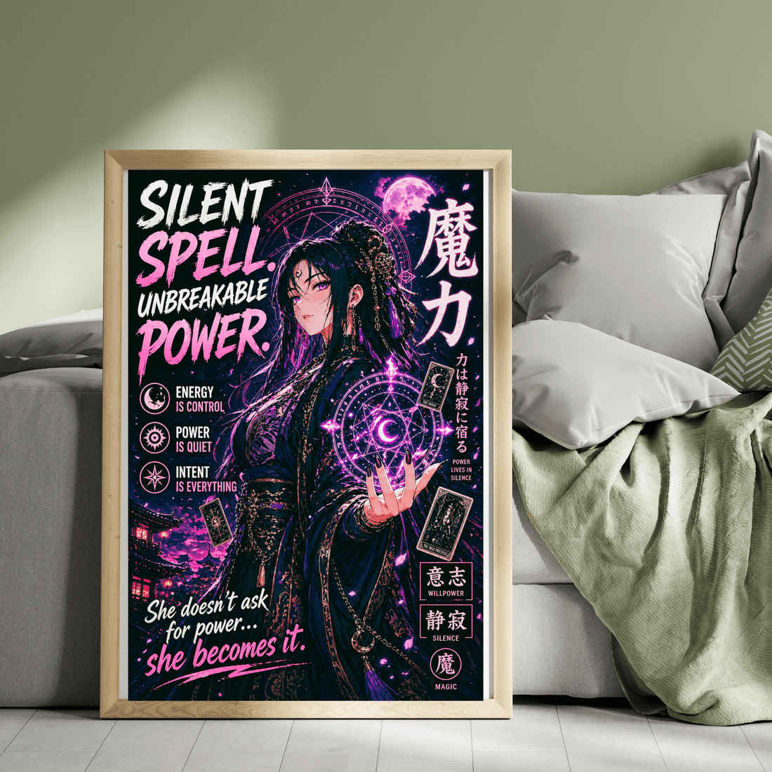 Top Girl's Apparel and Gifts - Anime Witchy Wall Art, Dark Feminine Poster, Mystic Anime Girl Decor by Brand63