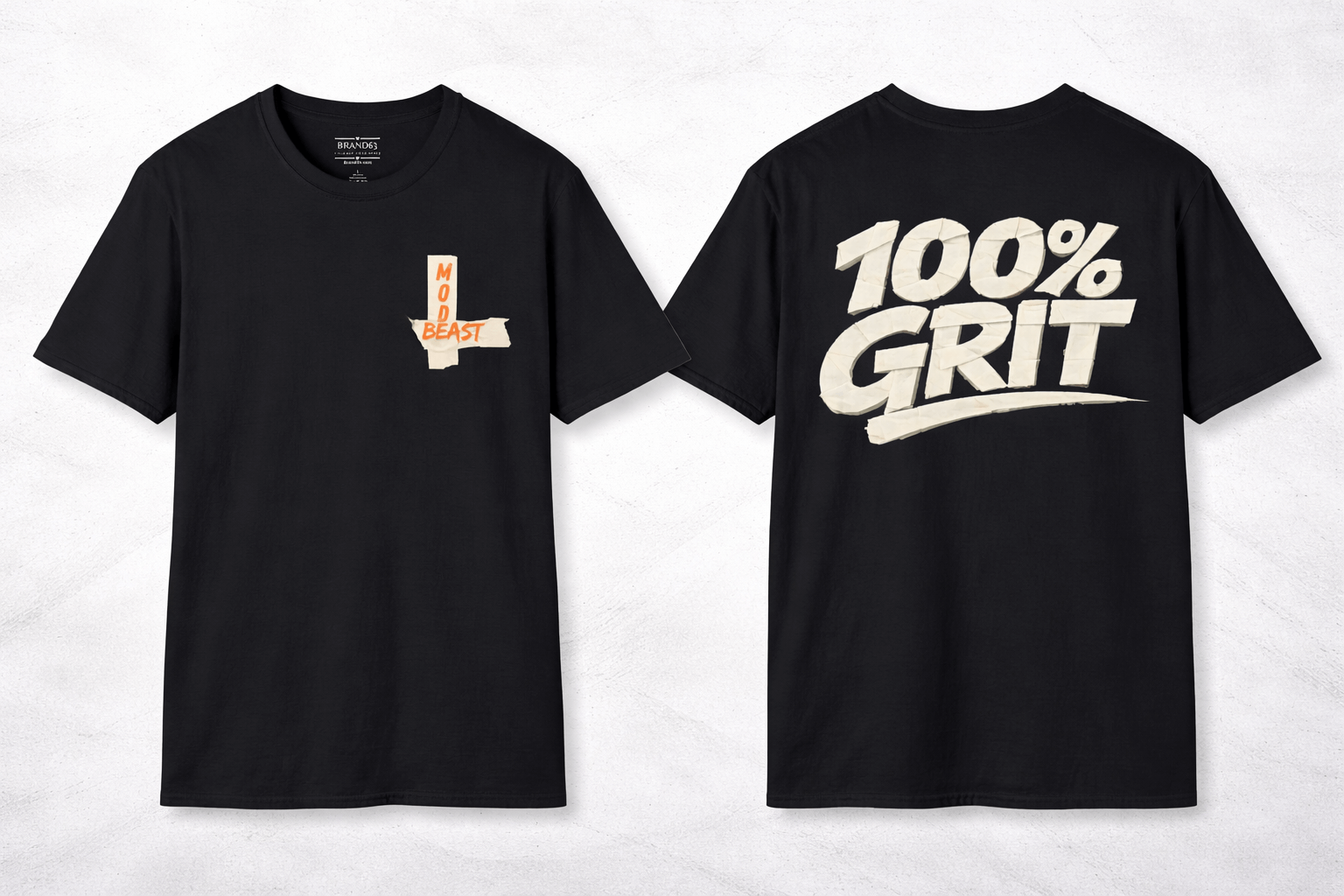 100% GRIT Faux Tape Design T-Shirt - NO JUKKIN! Apparel, Brand63