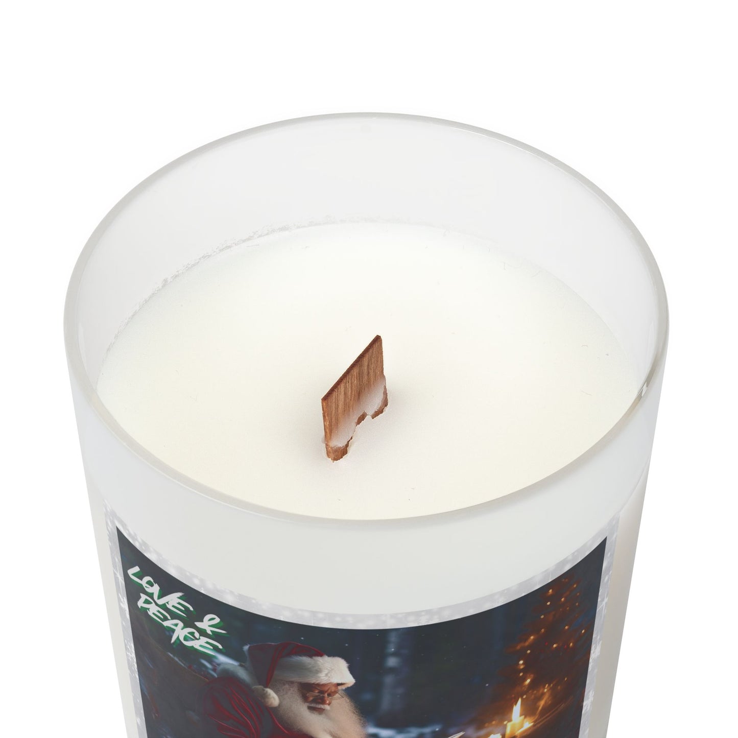 Love & Peace Frosted Glass Christmas Candle — 11oz