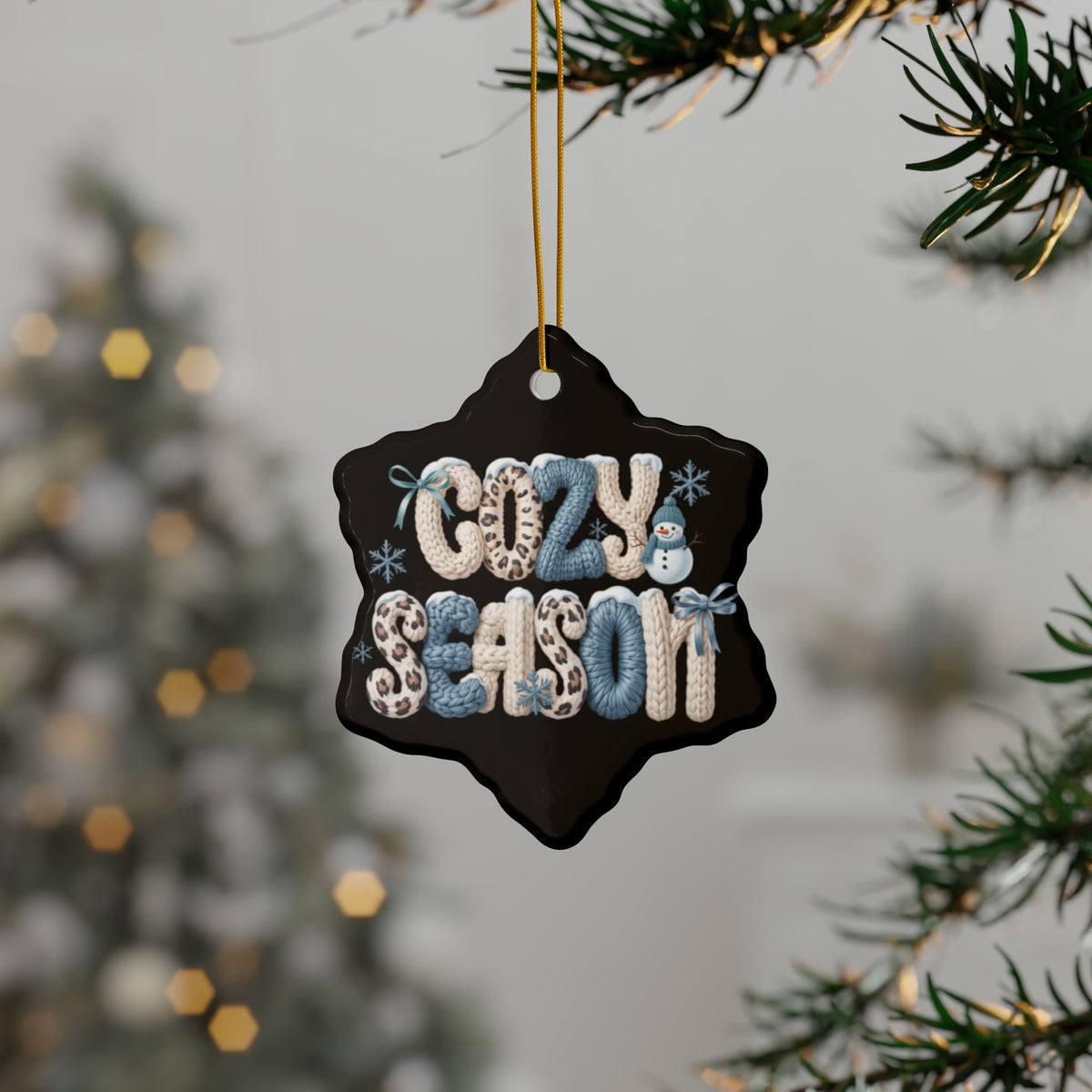 Cozy Season Faux Knit Lettering Tree Ornaments