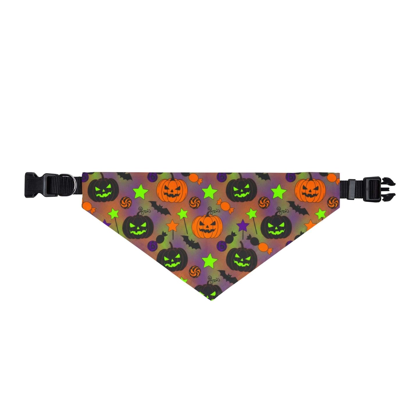 Halloween Pumpkin Clip-On Pet Bandana — Spooky Jack-O'-Lanterns