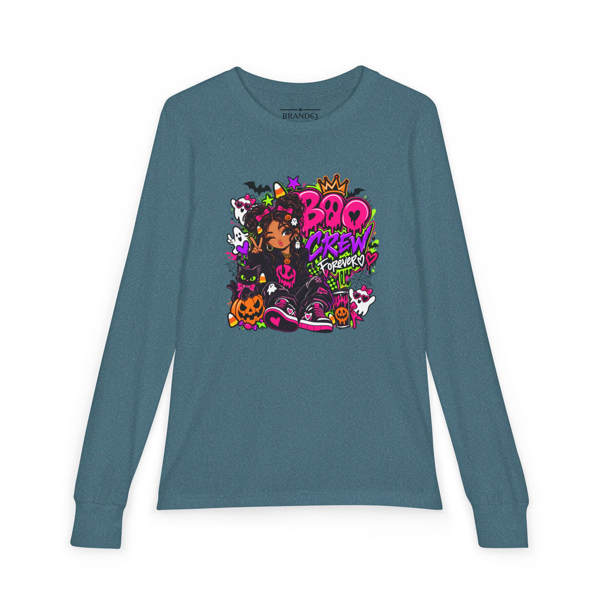 Youth Girls Cute Halloween Long Sleeve Tee
