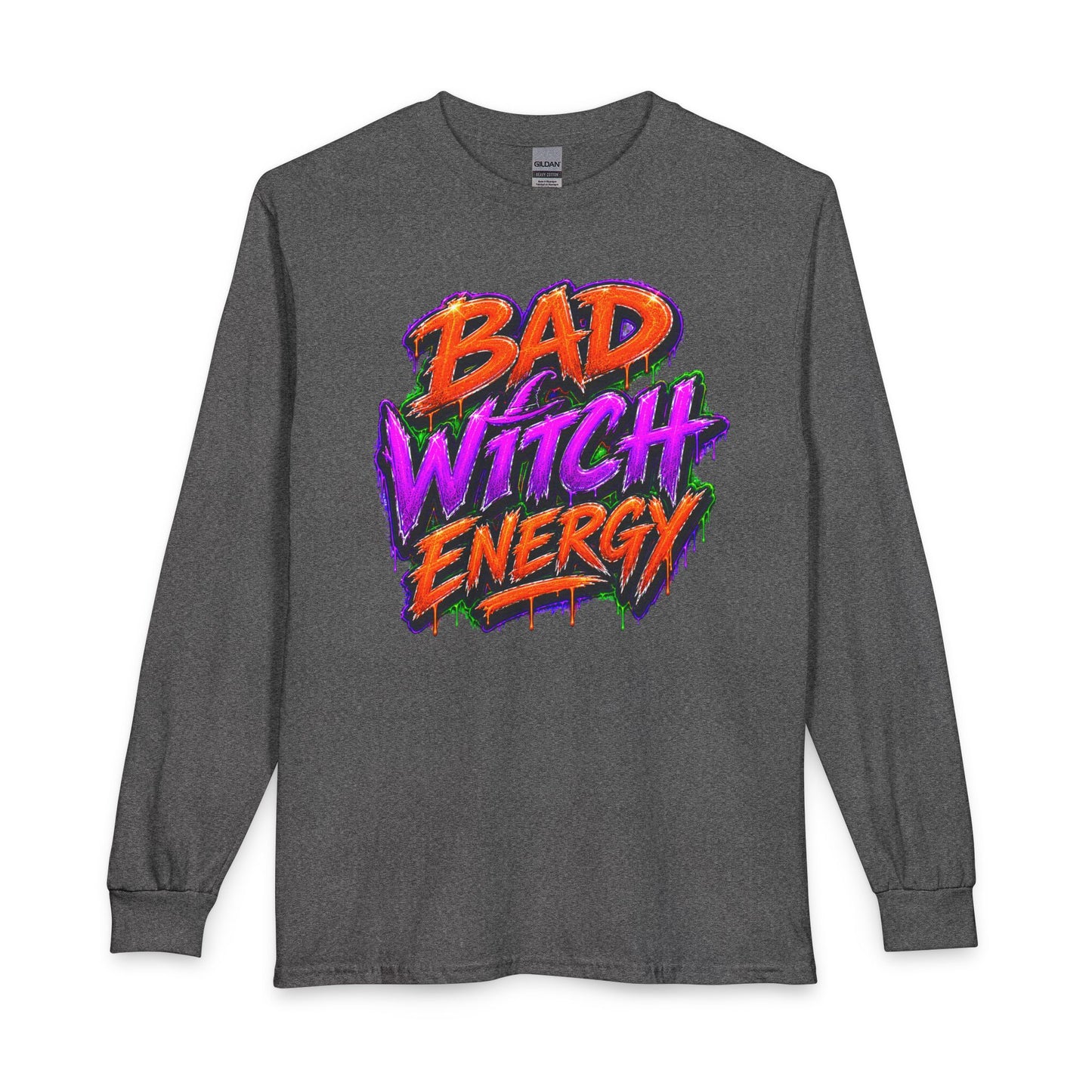 Bad Witch Energy Long Sleeve Shirt — Neon Halloween Witchy Tee