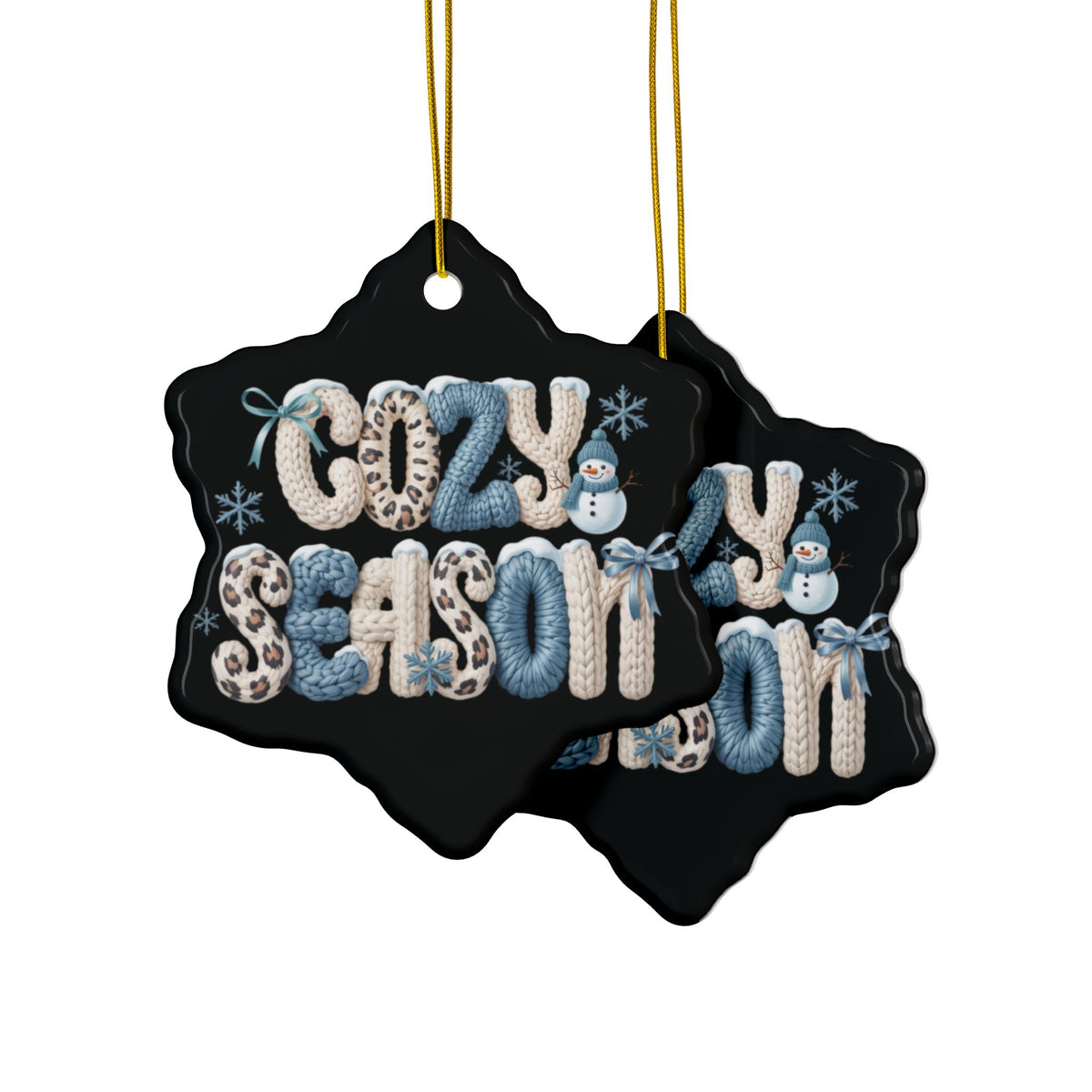 Cozy Season Faux Knit Lettering Tree Ornaments