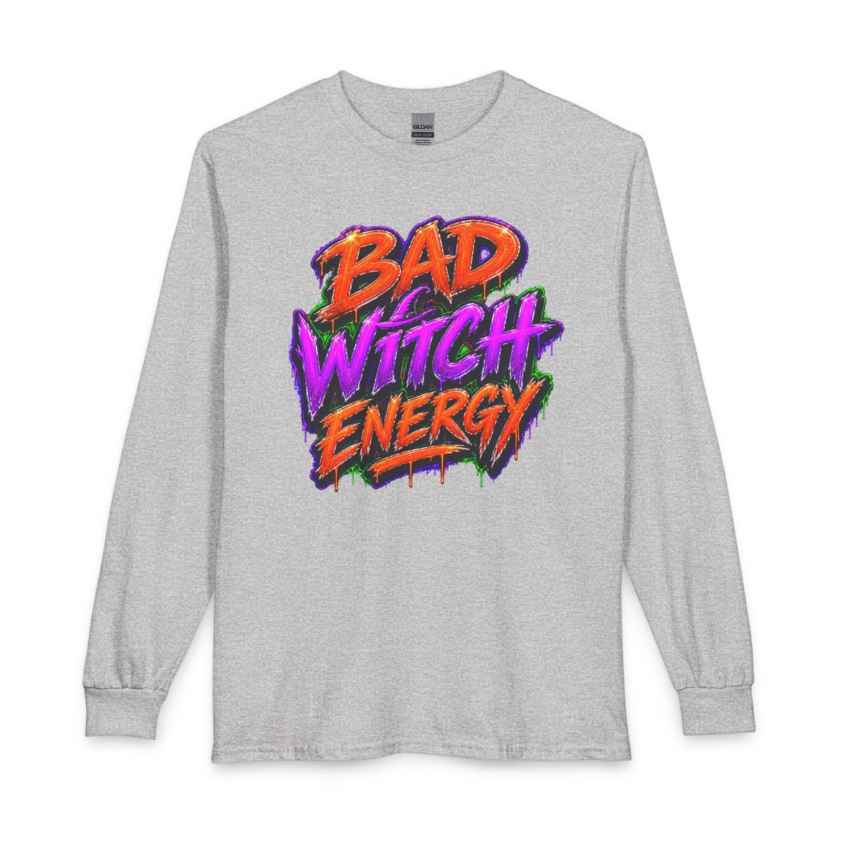 Bad Witch Energy Long Sleeve Shirt — Neon Halloween Witchy Tee