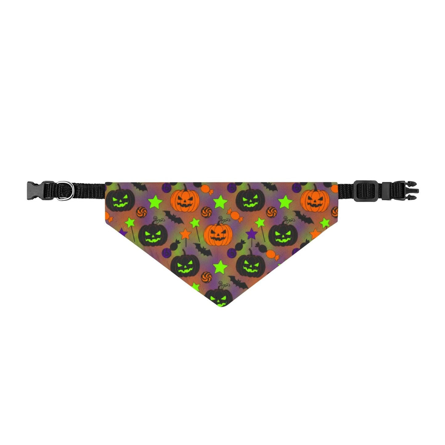 Halloween Pumpkin Clip-On Pet Bandana — Spooky Jack-O'-Lanterns