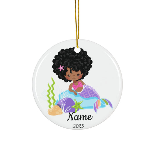 Little Black Mermaid Personalized Ornament, Brand63