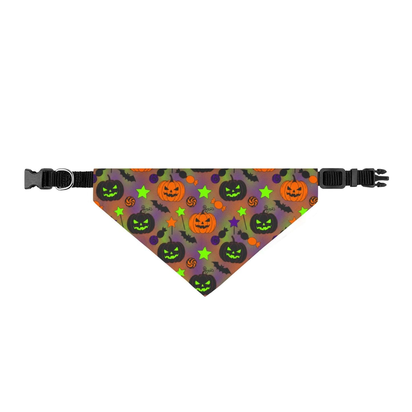 Halloween Pumpkin Clip-On Pet Bandana — Spooky Jack-O'-Lanterns