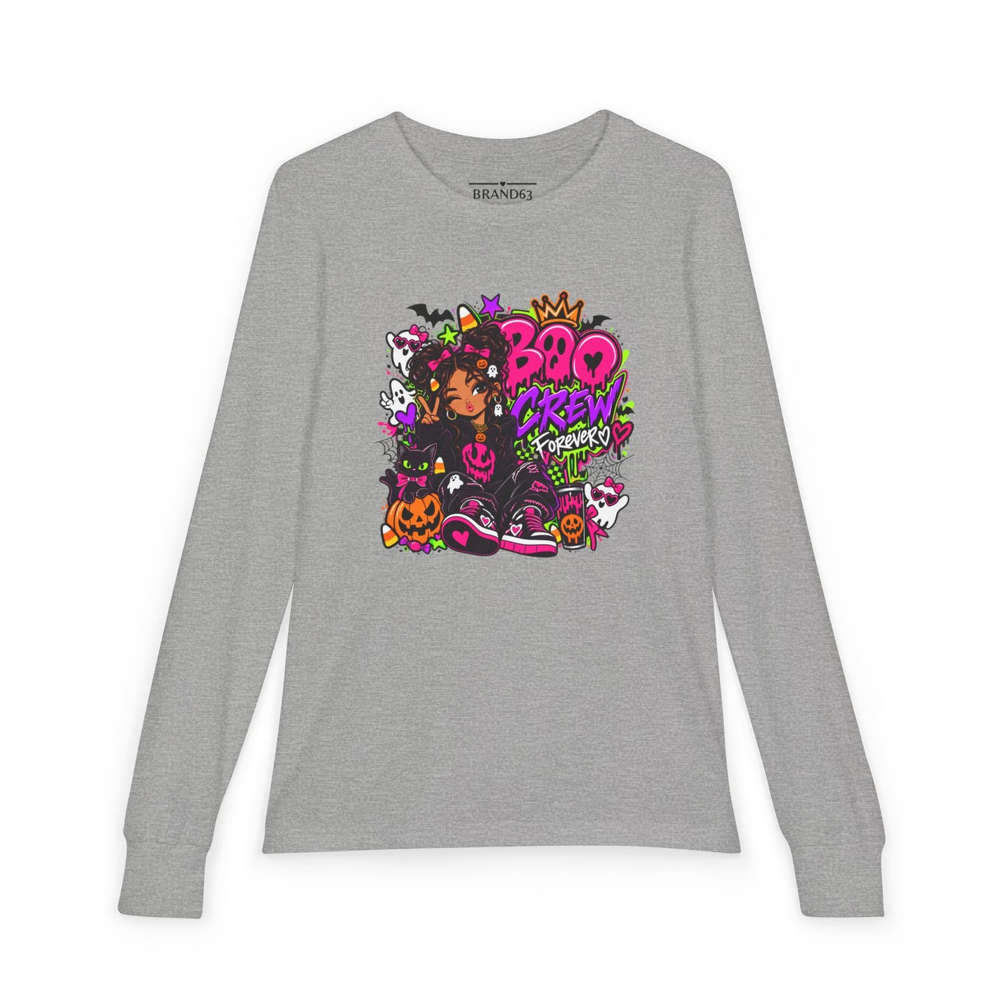 Youth Girls Cute Halloween Long Sleeve Tee