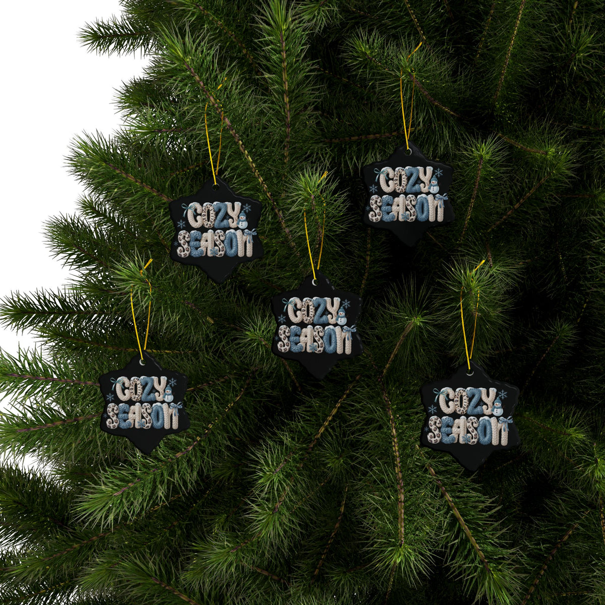 Cozy Season Faux Knit Lettering Tree Ornaments