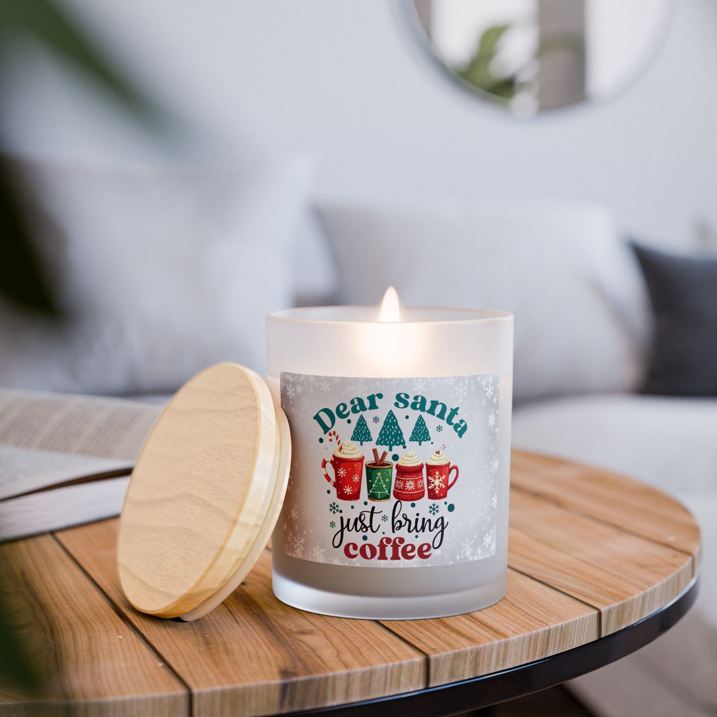 Coffee Lovers Frosted Glass Christmas Candle — 11oz