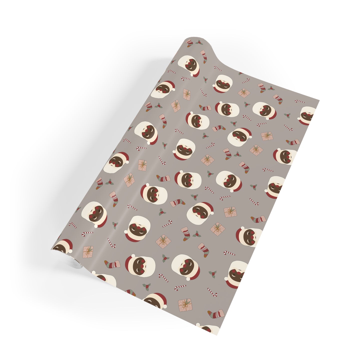 Black Santa Christmas Wrapping Paper, Brand63
