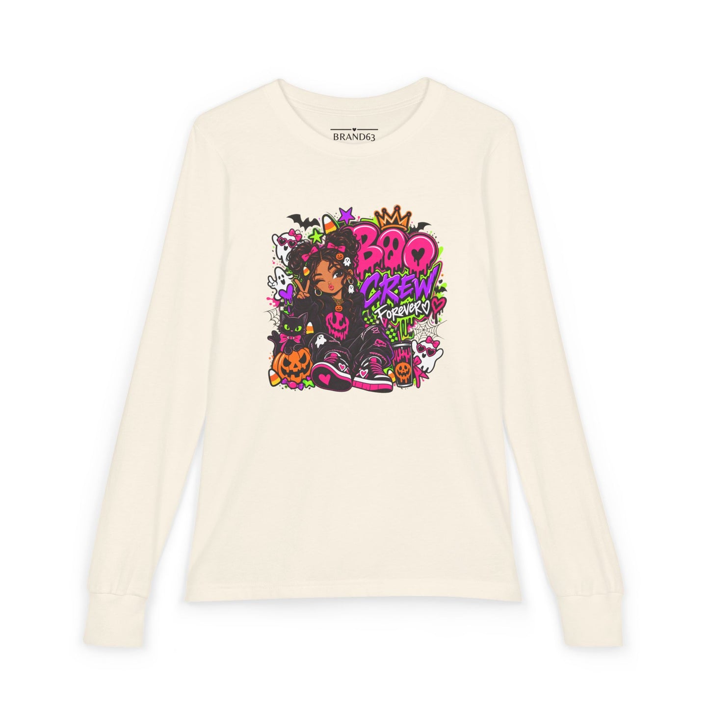 Youth Girls Cute Halloween Long Sleeve Tee