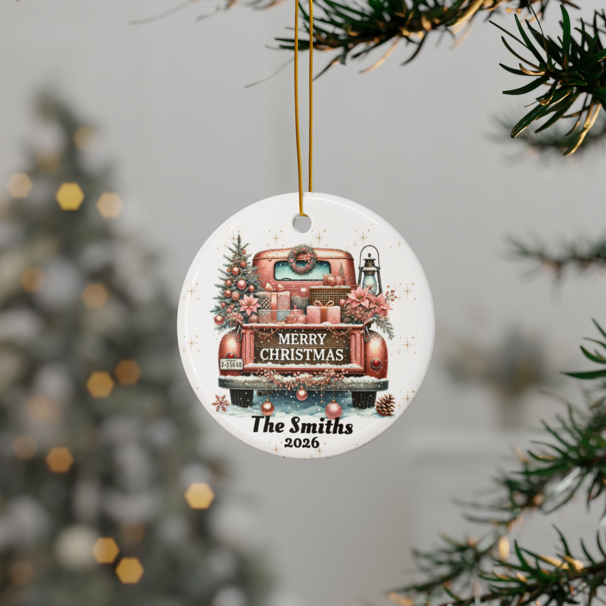 Personalized Old Fashion Christmas Ornament Set (5pcs, 10pcs) -Rose Gold
