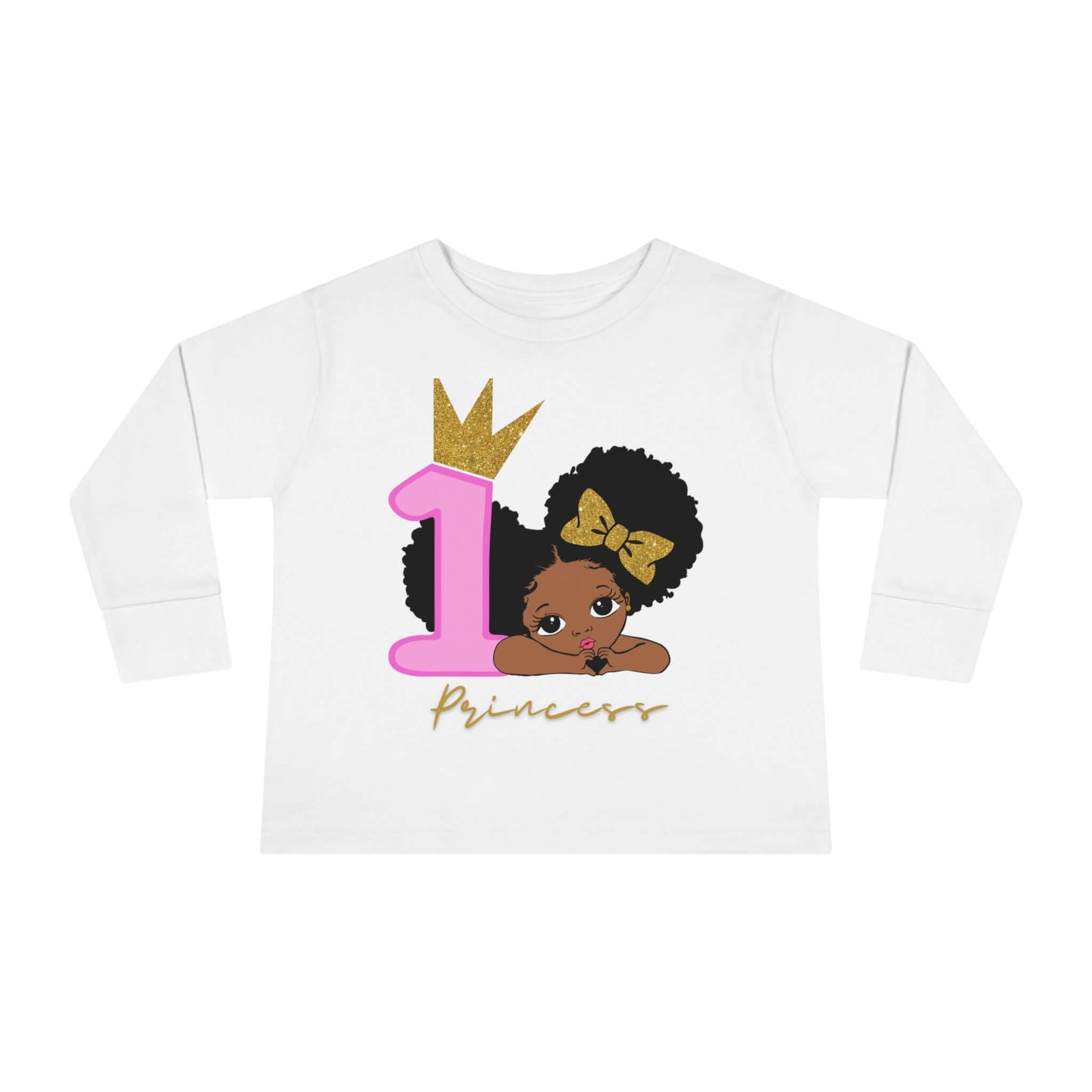 1st Birthday Brown-Girl Toddler Long Sleeve Tee | Best Deals & Free Shipping | Best Deals & Free Shipping | Best Deals & Free Shipping, Brand63