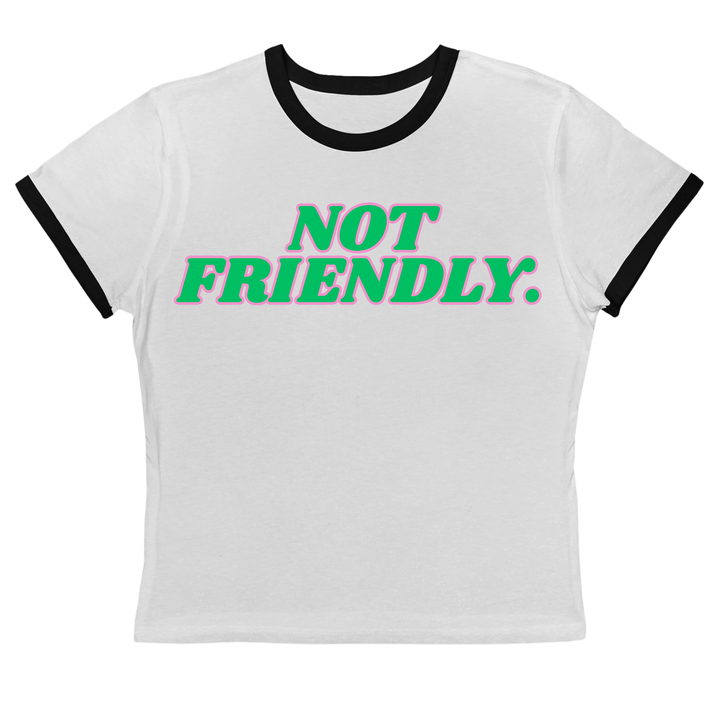 "Not Friendly" Women's Edgy Cropped Ringer Tee