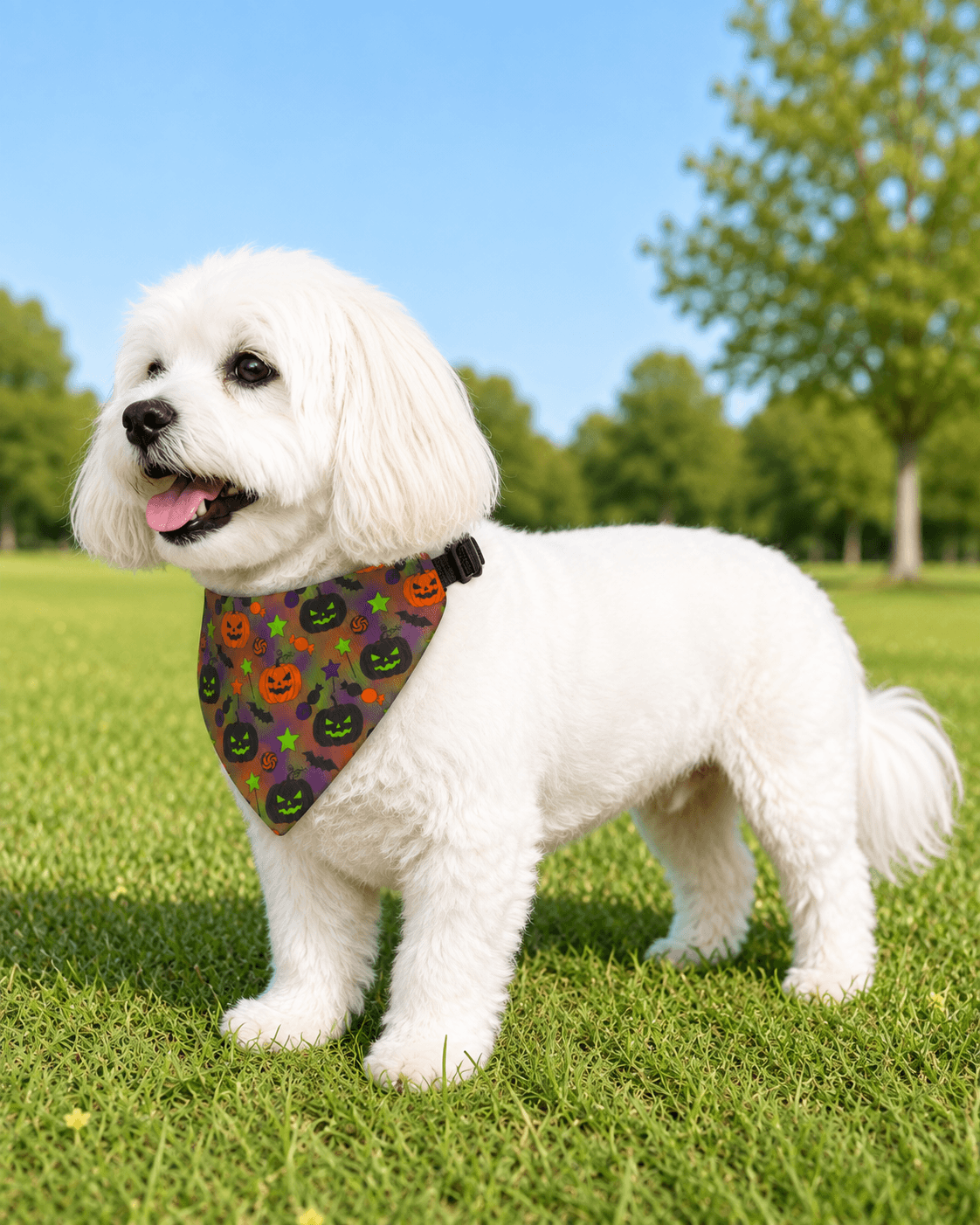 Halloween Pumpkin Clip-On Pet Bandana — Spooky Jack-O'-Lanterns