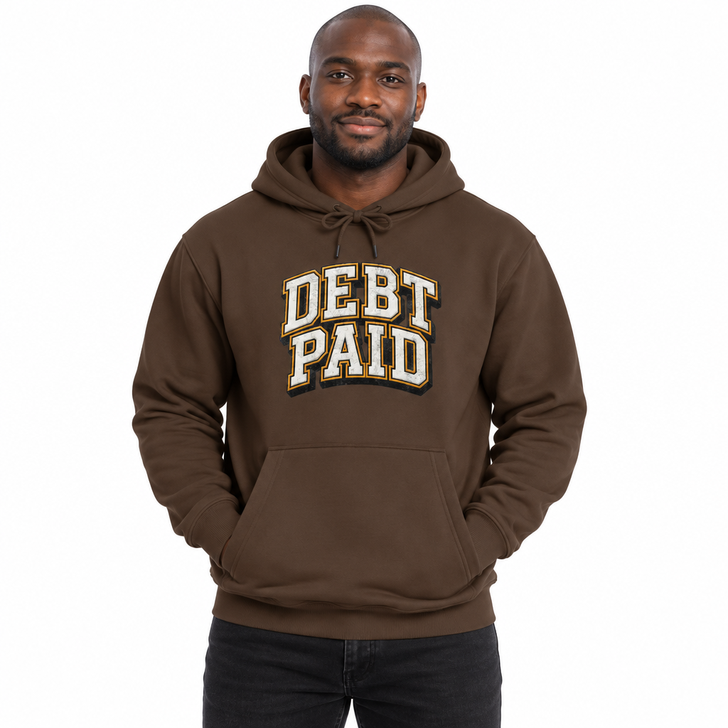 DEBT PAID Men's Graphic Hoodie | Relaxed Fit Streetwear Sweatshirt