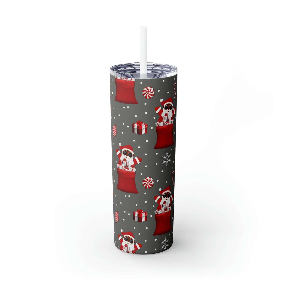 20oz Christmas Black-Santa Skinny Tumbler, Stainless Steel Skinny Tumbler | Best Deals & Free Shipping | Best Deals & Free Shipping | Best Deals & Free Shipping, Brand63